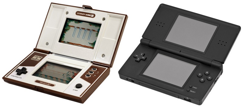 Game & Watch Donkey Kong II (1983) и Nintendo DS Lite (2006)